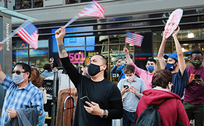 Impromptu Biden Victory Rally : Times Square : New York :  Photos : Richard Moore : Photographer